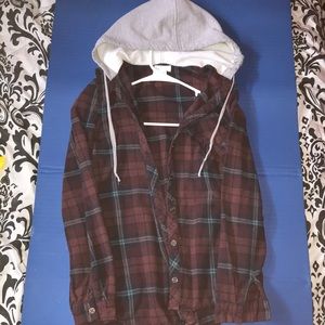 Flannel with grey hood